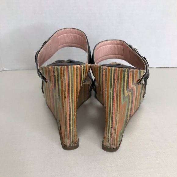 Wood Rainbow Platform Slip On Sandal SIze 5 - Fornarino - Vintage - Picture 9 of 12
